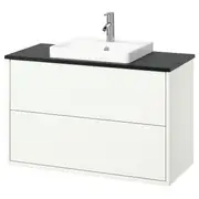 HAVBÄCK / ORRSJÖN wash-stnd w drawers/wash-basin/tap, white/black marble effect, 102x49x71 cm