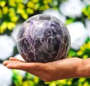 Natural 120MM Blue Amethyst Crystal Stone Meditation Healing Chakra Sphere Ball