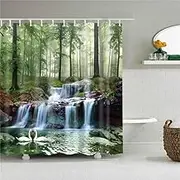 3D Shower Curtain Mountain Landscape Scenery Print Shower Curtain Bathroom 3D Blackout Shower Curtain for Bathroom Curtain with Hooks Curtains,90(W)*180(H)cm