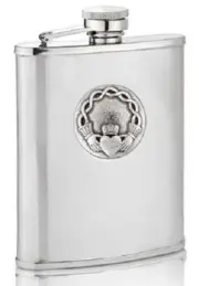 A.E. Williams Stainless Steel Hip Flask Pewter Celtic Claddagh Great Gift #F4965