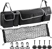 Cimeton 18Pcs Heavy Duty Cargo Net Stretchable, Trunk Organizer Kit, Interior Accessories Adjustable Elastic Storage Net With Hook Hangers for Cars