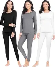 [URATOT] 3 Sets Women's Thermal Underwear Set Fleece Lined Long Johns Thermal Underwear Base Layer for Women Cold Winter