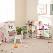 CostwayKids House-shaped Bookshelf Toy Cabinet with 2 Storage Bins