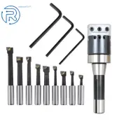 9 Piece 1/2" Carbide Boring Bar and 2" Boring Head With R8 Shank Set New