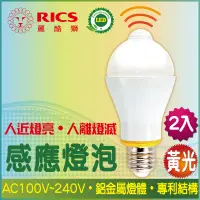 在飛比找PChome24h購物優惠-麗酷獅 7W LED感應燈泡/黃光 2入