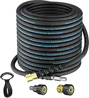 50 Ft Pressure Washer Hose, Power Washer Hose Attachment with 3/8'' Quick Connector, High Tensile Wire Braided Hose for Cold & Hot Water 4800PSI Kink Resistant Car Wash Hose with M22-14mm Adapter Kit