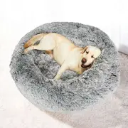 Pawz Pet Bed Memory Foam Dog Donut Calming Nest Fluffy Plush Kennel Soft Warm Charcoal-L