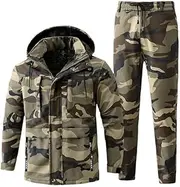 [CLSQLXYJZC] Outdoor Sports Ski Suit Men, Men's Winter Warm Windproof Warm Wear-Resisting Hooded Two Piece Ski Suit Set, Insulated Waterproof Snowboard Snowsuits, for Skiing, Snowmobiling(B Green,3X-Large)