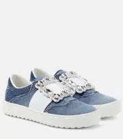 [Roger Vivier] Roger Vivier Very Vivier fringed denim sneakers AU 5 blue
