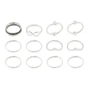 Nevenka Rings for Women Teen Girls Silver Rings Womens Rings Cute Rings Stackable Rings Set��12Pcs)