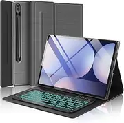 Keyboard Case for Samsung Galaxy Tab S10 Ultra/S9 Ultra/S8 Ultra 14.6 inch, 7-Colors Backlight Detachable Wireless Keyboard, Slim Protective Folio Case with S Pen Holder, Auto Sleep/Wake, Gray