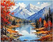 TAOPAOLAB Autumn Mountain Lake Paint by Numbers Kit for Adults - DIY Colorful Trees and Reflections Painting on Canvas 16x20 Inches, Acrylic Paint Set, Suitable for Beginners,Art for Decoration/Gifts