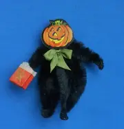 Wired Bump Chenille Halloween ornament Pumpkin head 3 1/4" tall