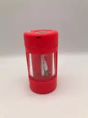 RED Manual Spice Herb Grinder with Light-Up Storage Jar With Magnifying Lid USB