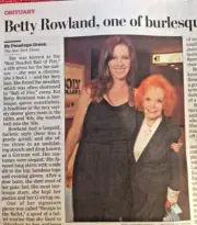 OBITUARY BETTY ROWLAND 1916 - 2022 BURLESQUE RED HEADED BALL OF FIRE