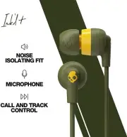Skullcandy Ink'd+ in-Ear Noise Isolating Earbud W/ Built In MIC - OLIVE -