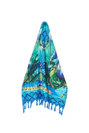 RECTANGLE TOWEL WITH FRINGING AMAZON AZURE