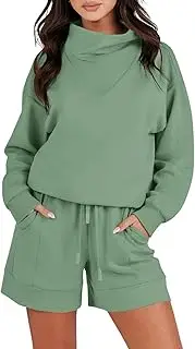 [Generic] Athlete Jacket Women Womens Casual Long Sleeve Top Solid Color Knit Pullover Sweatsuit 2 Piece Short Sweater Outfits Sets Ladies Casual Sweatshirt