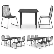 Dining Set PVC Rattan Black Outdoor Wooden Multi Models 3/5/7/9 Piece vidaXL