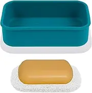 Travel Soap Case Silicone soap Holder Dish Container Shampoo Bar Holder with Draining Layer Leakproof Travel Soap Container Portable Bar Soap Case for Traveling Camping Gym(Green)