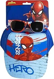CERDÁ LIFE'S LITTLE MOMENTS Spider-Man Children's Cap with Sunglasses Set - UV Protection Hat and Glasses in Spider-Man Design, multi-coloured, One size