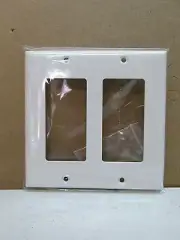 Premier Two 2-Gang Decorator Decora GFCI Rocker Light Switch Wall Plate - White