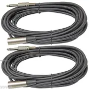 2 Pack Lot 10 ft XLR 3-Pin Male to 1/4" Mono Shielded Microphone Mic Audio Cable