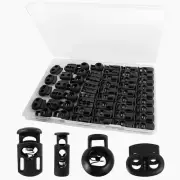 Quadafy 60 Pack 4 Sizes Plastic Cord Lock, Spring Toggle Stopper With, Draw S...