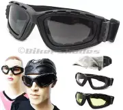 Extra Large Motorcycle Goggles Adjustable Strap Biker Ski Yellow Clear Grey Lens