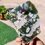 326G Natural agate water grass quartz Slice polishing healing meditation