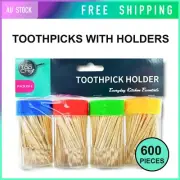600pc Bamboo Toothpicks in 4 Bottles Two Heads Party Food Cocktail Picks Crafts