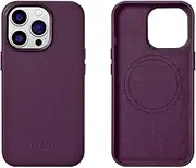 [Mobiskin] Case Compatible with Apple iPhone 14 PRO (6.1 inch), Mobile Phone Case with Genuine Leather, Case, Protective Case, Slim Phone Case, Slim Cover, Purple, Dark