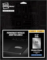 Avery Metallic Asset Tag Labels, 3/4 x 2, Laser Printable Tags, 240 Waterproof Labels (61524)