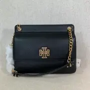 NEW Tory Burch Black Britten Flap Shoulder Bag - $458