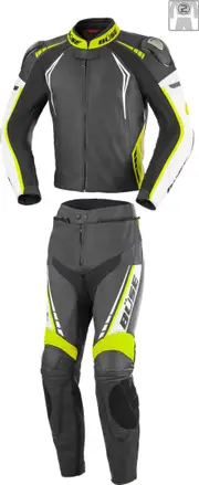 Büse Silverstone Pro Two Piece Ladies Leather Suit, black-white-yellow, Size 44 for Women Black White Yellow