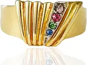Rapport(ラポール) Selection 115157#11 Costume Jewelry Vintage Accessories KEYES Keys Ring Made in Canada 22KGP Pastel Multicolor, Metal, No Gemstone