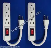 2X Mini Add-on DJ Band 3 Outlet AC POWER STRIP w/ Lighted On/Off Switch 5" Cord