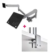 Atdec AWMS-2-ND13 Notebook-Monitor Combo Mount + 135mm Post / 9kg (20lb) Flat Screens, 6kg (13.5lb) Curved Screens + F Clamp Desk Fixing, Silver AWMS-2-ND13-F-S