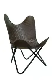 Handmade Leather Relax Butterfly Chair Living Room Chairs Brown