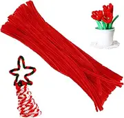 100 Pieces Pipe Cleaners Chenille Stem, Solid Color Pipe Cleaners Set for Pipe Cleaners DIY Arts Crafts Decorations, Chenille Stems Pipe Cleaners (Red)