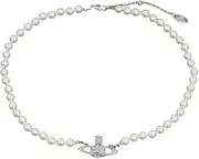 [Generic] Pearl Saturn Necklace with Diamond Planet Clavicle Chain for WomenWhite Pearl Necklace