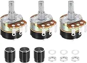 uxcell 3 Pack WH138 Potentiometer B10K Ohm Single-Joint Variable Resistors 3 Terminals Linear Taper Rotary with Knob Cap for Audio Volume Control