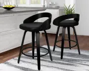 ALFORDSON 2x Swivel Bar Stools Caden Kitchen Wooden Dining Chair ALL BLACK