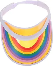 [GAROZATION] Transparent Rainbow UV Protection Sun Hat for Women Summer Visor for Beach Pool Hiking Outdoor Activities Fashionable Sunshade Hat