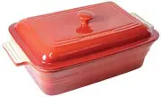 Chasseur La Cuisson Rectangular Dish with Lid, 40 cm Size, Inferno Red