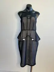 COOPER ST "One Long Day Dress" Black Netted Mesh Cocktail Strapless BNWT Size 10