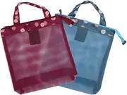 [ERINGOGO] 2pcs Mesh Beach Bag Fashionable Sundries Storage for Summer Lightweight Swim Tote with Flower Pattern for Towels and Accessories Seaside
