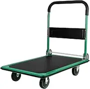 Trailer Hand Truck Dolly Cart Platform Truck 660lbs Folding Foldable Push Cart Dolly Flatbed Dolly Metal with Wheels Hand Home Hand Truck(Green)