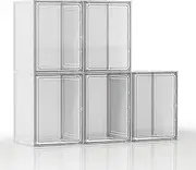 HOYOJA Boot Storage Organizer Tall Boots, 5 Pack Clear Shoe Storage Boxes Stackable Boot Boxes for Tall Boots Organizer for Closet, White Display Case with Clear Door for Purse, Handbag, Figure, Book