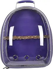 Bird Carrier Bag Pet Backpack Parrot Cage Large Space with Standing Perch Lightweight Carry Bag for Finches - Purple